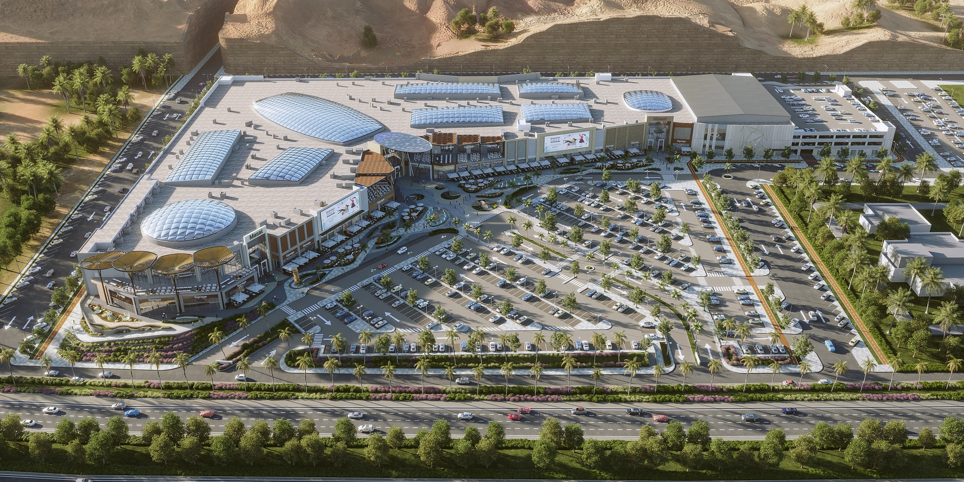 Masat Park Mall daylight 3D render in Makka