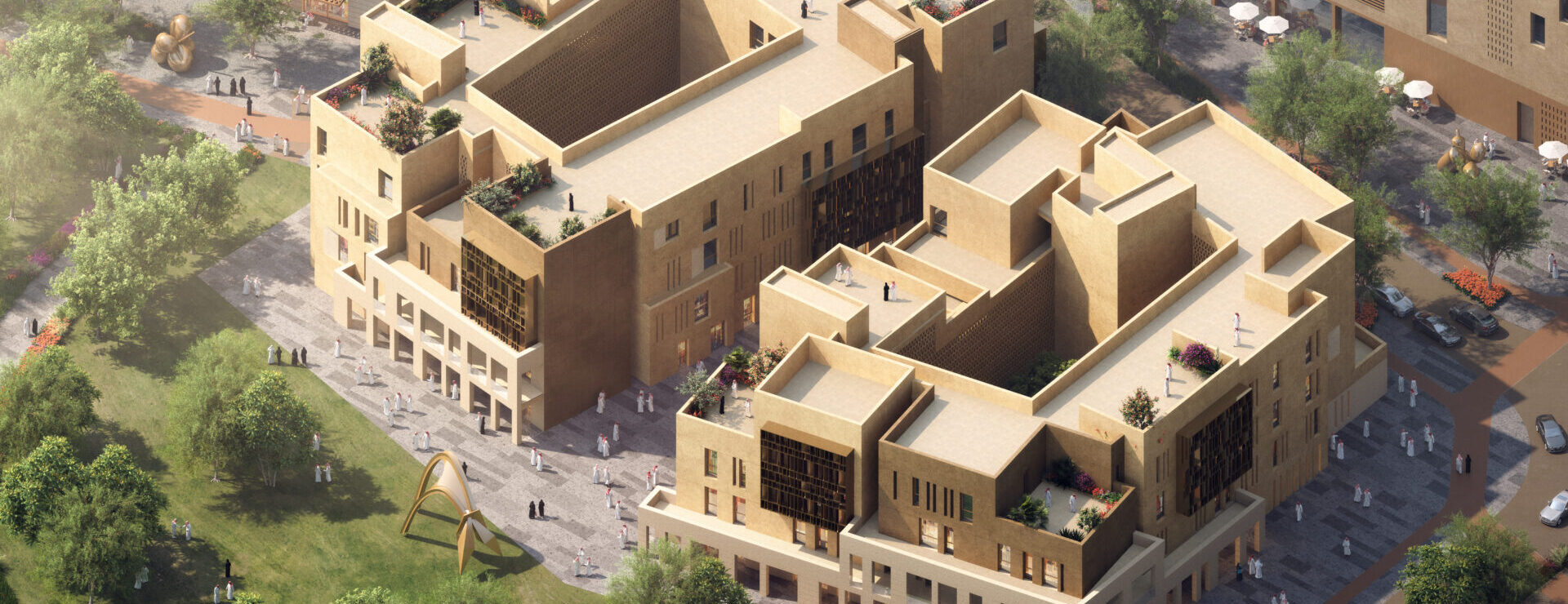 3D render of urban & commercial buildings in the King Salman Park